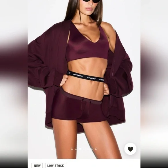 SKIMS xNike NWT Matte Tricot Oversized Track Jacket - Currant - Picture 2 of 5